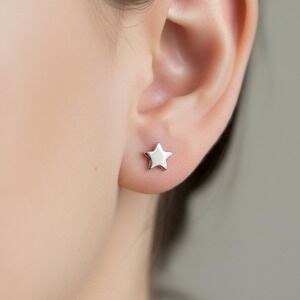 Small Mini Sterling Silver Star Stud Earrings Pair 925
